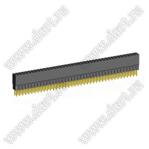 2207SDI-80G-2B розетка прямая двухрядная с увеличенным изолятором (гнездо) на плату для монтажа в отверстия, шаг 2,00 x 2,00 мм, А=3,8мм, В=9,35мм, 2х40 конт.