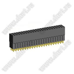 2203SDI-066G-3A розетка прямая трехрядная с увеличенным изолятором (гнездо) на плату для монтажа в отверстия, шаг 2,00 x 2,00 мм, А=2,3мм, В=10,85мм, 3х22 конт.