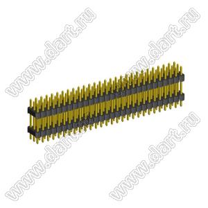 2233DI-084G-2616 (3x28) вилка открытая прямая с двойным изолятором трехрядная на плату для монтажа в отверстия, шаг 2,54 x 2,54 мм, 3х28 конт.