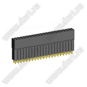 2207SDI-42G-5A розетка прямая двухрядная с увеличенным изолятором (гнездо) на плату для монтажа в отверстия, шаг 2,00 x 2,00 мм, А=2,3мм, В=13,85мм, 2х21 конт.