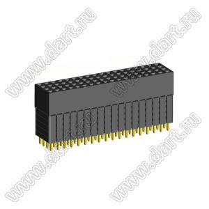 1999SDI-072G-5A розетка прямая четырехрядная с увеличенным изолятором (гнездо) на плату для монтажа в отверстия, шаг 2,00 x 2,00 мм, А=2,3мм, В=13,85мм, 4х18 конт.