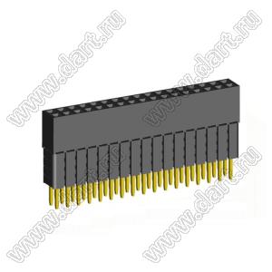 2207SDI-34G-4B розетка прямая двухрядная с увеличенным изолятором (гнездо) на плату для монтажа в отверстия, шаг 2,00 x 2,00 мм, А=3,8мм, В=12,35мм, 2х17 конт.