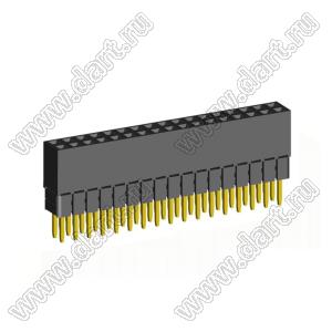 2207SDI-34G-2B розетка прямая двухрядная с увеличенным изолятором (гнездо) на плату для монтажа в отверстия, шаг 2,00 x 2,00 мм, А=3,8мм, В=9,35мм, 2х17 конт.