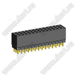 2203SDI-042G-1A розетка прямая трехрядная с увеличенным изолятором (гнездо) на плату для монтажа в отверстия, шаг 2,00 x 2,00 мм, А=2,3мм, В=7,85мм, 3х14 конт.