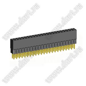2207SDI-46G-2B розетка прямая двухрядная с увеличенным изолятором (гнездо) на плату для монтажа в отверстия, шаг 2,00 x 2,00 мм, А=3,8мм, В=9,35мм, 2х23 конт.