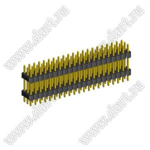 2233DI-063G-2616 (3x21) вилка открытая прямая с двойным изолятором трехрядная на плату для монтажа в отверстия, шаг 2,54 x 2,54 мм, 3х21 конт.