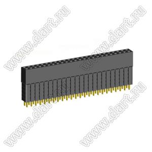 2207SDI-48G-5A розетка прямая двухрядная с увеличенным изолятором (гнездо) на плату для монтажа в отверстия, шаг 2,00 x 2,00 мм, А=2,3мм, В=13,85мм, 2х24 конт.