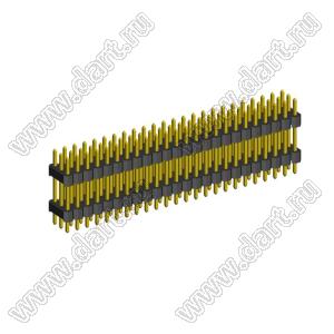 2233DI-072G-2616 (3x24) вилка открытая прямая с двойным изолятором трехрядная на плату для монтажа в отверстия, шаг 2,54 x 2,54 мм, 3х24 конт.