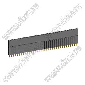 2209SDI-35G-5A розетка прямая однорядная с увеличенным изолятором (гнездо) на плату для монтажа в отверстия, шаг 2,00 мм, А=2,3мм, В=13,85мм, 35 конт.