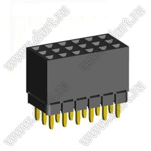 2203SDI-018G-1A розетка прямая трехрядная с увеличенным изолятором (гнездо) на плату для монтажа в отверстия, шаг 2,00 x 2,00 мм, А=2,3мм, В=7,85мм, 3х6 конт.