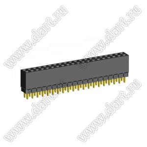 2207SDI-40G-1A розетка прямая двухрядная с увеличенным изолятором (гнездо) на плату для монтажа в отверстия, шаг 2,00 x 2,00 мм, А=2,3мм, В=7,85мм, 2х20 конт.