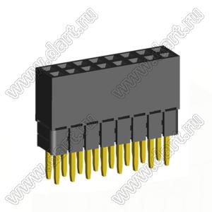 2207SDI-16G-2B розетка прямая двухрядная с увеличенным изолятором (гнездо) на плату для монтажа в отверстия, шаг 2,00 x 2,00 мм, А=3,8мм, В=9,35мм, 2х8 конт.