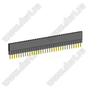 2209SDI-33G-2B розетка прямая однорядная с увеличенным изолятором (гнездо) на плату для монтажа в отверстия, шаг 2,00 мм, А=3,8мм, В=9,35мм, 33 конт.