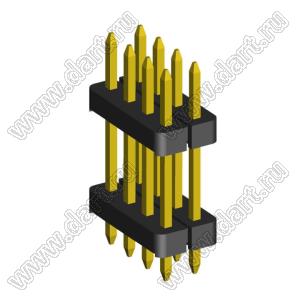 1999PDI-008G-H15-2660 вилка открытая прямая с двойным изолятором четырехрядная на плату для монтажа в отверстия, шаг 2,00 x 2,00 мм; А=3,0мм, В=19,6мм, С=4,0мм, D=26,6мм, 4х2 конт.