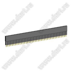 2209SDI-40G-3A розетка прямая однорядная с увеличенным изолятором (гнездо) на плату для монтажа в отверстия, шаг 2,00 мм, А=2,3мм, В=10,85мм, 40 конт.