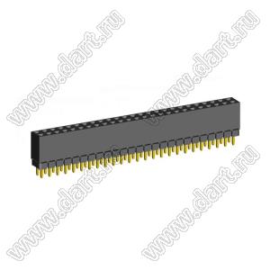 2207SDI-50G-1A розетка прямая двухрядная с увеличенным изолятором (гнездо) на плату для монтажа в отверстия, шаг 2,00 x 2,00 мм, А=2,3мм, В=7,85мм, 2х25 конт.