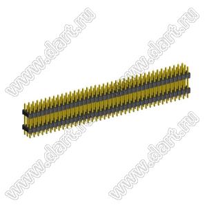 2233DI-117G-2616 (3x39) вилка открытая прямая с двойным изолятором трехрядная на плату для монтажа в отверстия, шаг 2,54 x 2,54 мм, 3х39 конт.