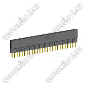 2209SDI-26G-2B розетка прямая однорядная с увеличенным изолятором (гнездо) на плату для монтажа в отверстия, шаг 2,00 мм, А=3,8мм, В=9,35мм, 26 конт.