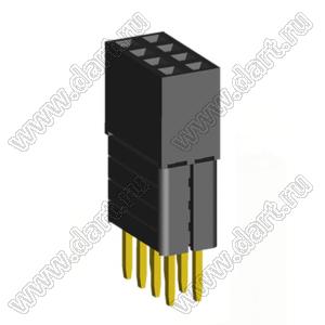 1999SDI-008G-4B розетка прямая четырехрядная с увеличенным изолятором (гнездо) на плату для монтажа в отверстия, шаг 2,00 x 2,00 мм, А=3,8мм, В=12,35мм, 4х2 конт.