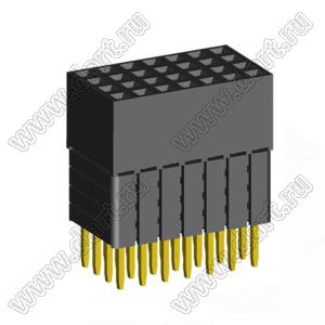 1999SDI-028G-4B розетка прямая четырехрядная с увеличенным изолятором (гнездо) на плату для монтажа в отверстия, шаг 2,00 x 2,00 мм, А=3,8мм, В=12,35мм, 4х7 конт.