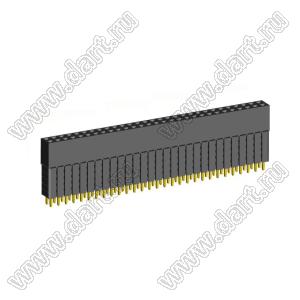2207SDI-58G-5A розетка прямая двухрядная с увеличенным изолятором (гнездо) на плату для монтажа в отверстия, шаг 2,00 x 2,00 мм, А=2,3мм, В=13,85мм, 2х29 конт.