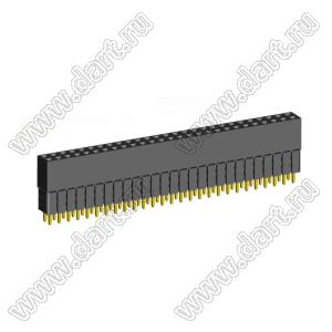 2207SDI-54G-3A розетка прямая двухрядная с увеличенным изолятором (гнездо) на плату для монтажа в отверстия, шаг 2,00 x 2,00 мм, А=2,3мм, В=10,85мм, 2х27 конт.