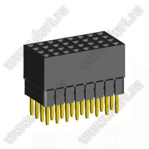 1999SDI-032G-2B розетка прямая четырехрядная с увеличенным изолятором (гнездо) на плату для монтажа в отверстия, шаг 2,00 x 2,00 мм, А=3,8мм, В=9,35мм, 4х8 конт.