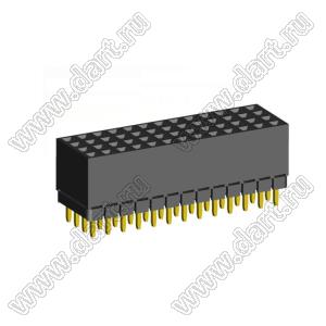 1999SDI-052G-1A розетка прямая четырехрядная с увеличенным изолятором (гнездо) на плату для монтажа в отверстия, шаг 2,00 x 2,00 мм, А=2,3мм, В=7,85мм, 4х13 конт.