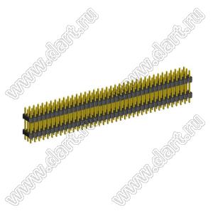 2233DI-114G-2616 (3x38) вилка открытая прямая с двойным изолятором трехрядная на плату для монтажа в отверстия, шаг 2,54 x 2,54 мм, 3х38 конт.