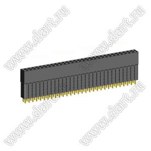 2207SDI-60G-5A розетка прямая двухрядная с увеличенным изолятором (гнездо) на плату для монтажа в отверстия, шаг 2,00 x 2,00 мм, А=2,3мм, В=13,85мм, 2х30 конт.