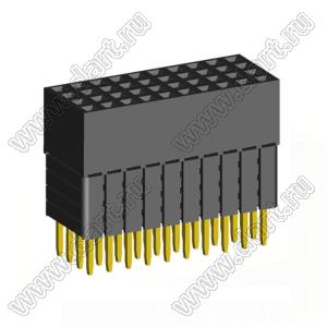 1999SDI-040G-4B розетка прямая четырехрядная с увеличенным изолятором (гнездо) на плату для монтажа в отверстия, шаг 2,00 x 2,00 мм, А=3,8мм, В=12,35мм, 4х10 конт.