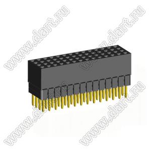 1999SDI-056G-2B розетка прямая четырехрядная с увеличенным изолятором (гнездо) на плату для монтажа в отверстия, шаг 2,00 x 2,00 мм, А=3,8мм, В=9,35мм, 4х14 конт.