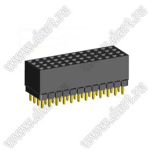1999SDI-048G-1A розетка прямая четырехрядная с увеличенным изолятором (гнездо) на плату для монтажа в отверстия, шаг 2,00 x 2,00 мм, А=2,3мм, В=7,85мм, 4х12 конт.