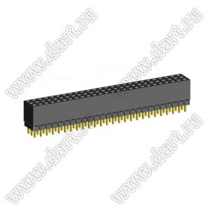 2203SDI-078G-1A розетка прямая трехрядная с увеличенным изолятором (гнездо) на плату для монтажа в отверстия, шаг 2,00 x 2,00 мм, А=2,3мм, В=7,85мм, 3х26 конт.