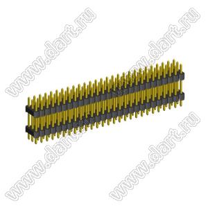 2233DI-081G-2616 (3x27) вилка открытая прямая с двойным изолятором трехрядная на плату для монтажа в отверстия, шаг 2,54 x 2,54 мм, 3х27 конт.