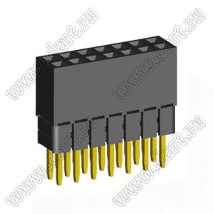 2207SDI-14G-2B розетка прямая двухрядная с увеличенным изолятором (гнездо) на плату для монтажа в отверстия, шаг 2,00 x 2,00 мм, А=3,8мм, В=9,35мм, 2х7 конт.