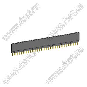 2209SDI-30G-1A розетка прямая однорядная с увеличенным изолятором (гнездо) на плату для монтажа в отверстия, шаг 2,00 мм, А=2,3мм, В=7,85мм, 30 конт.