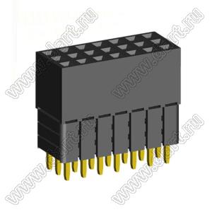 2203SDI-021G-3A розетка прямая трехрядная с увеличенным изолятором (гнездо) на плату для монтажа в отверстия, шаг 2,00 x 2,00 мм, А=2,3мм, В=10,85мм, 3х7 конт.