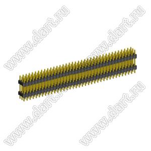 2233DI-111G-2616 (3x37) вилка открытая прямая с двойным изолятором трехрядная на плату для монтажа в отверстия, шаг 2,54 x 2,54 мм, 3х37 конт.