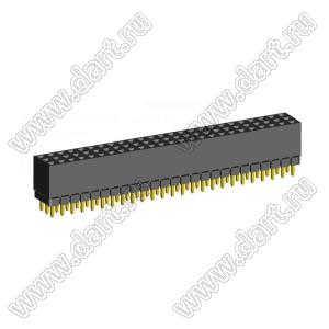 2203SDI-075G-1A розетка прямая трехрядная с увеличенным изолятором (гнездо) на плату для монтажа в отверстия, шаг 2,00 x 2,00 мм, А=2,3мм, В=7,85мм, 3х25 конт.