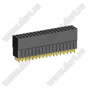 2203SDI-051G-3A розетка прямая трехрядная с увеличенным изолятором (гнездо) на плату для монтажа в отверстия, шаг 2,00 x 2,00 мм, А=2,3мм, В=10,85мм, 3х17 конт.