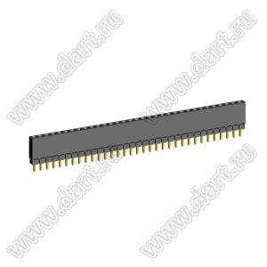 2209SDI-33G-1A розетка прямая однорядная с увеличенным изолятором (гнездо) на плату для монтажа в отверстия, шаг 2,00 мм, А=2,3мм, В=7,85мм, 33 конт.