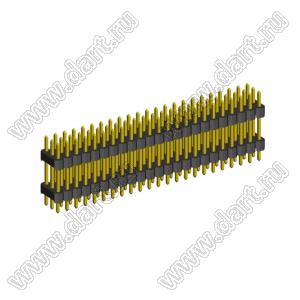 2233DI-069G-2616 (3x23) вилка открытая прямая с двойным изолятором трехрядная на плату для монтажа в отверстия, шаг 2,54 x 2,54 мм, 3х23 конт.