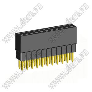 2207SDI-22G-2B розетка прямая двухрядная с увеличенным изолятором (гнездо) на плату для монтажа в отверстия, шаг 2,00 x 2,00 мм, А=3,8мм, В=9,35мм, 2х11 конт.