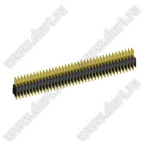 2215S-76G-1800 (2x38) вилка открытая прямая с увеличенным изолятором двухрядная на плату для монтажа в отверстия, шаг 2,54 x 2,54 мм, 2х38 конт.