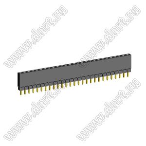 2209SDI-27G-1A розетка прямая однорядная с увеличенным изолятором (гнездо) на плату для монтажа в отверстия, шаг 2,00 мм, А=2,3мм, В=7,85мм, 27 конт.