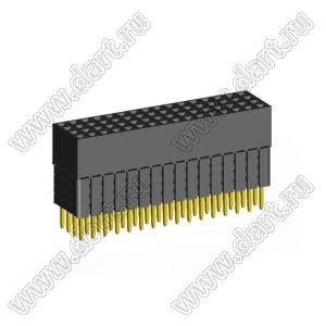 1999SDI-064G-4B розетка прямая четырехрядная с увеличенным изолятором (гнездо) на плату для монтажа в отверстия, шаг 2,00 x 2,00 мм, А=3,8мм, В=12,35мм, 4х16 конт.
