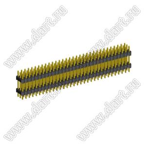 2233DI-096G-2616 (3x32) вилка открытая прямая с двойным изолятором трехрядная на плату для монтажа в отверстия, шаг 2,54 x 2,54 мм, 3х32 конт.