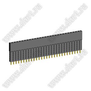2209SDI-28G-5A розетка прямая однорядная с увеличенным изолятором (гнездо) на плату для монтажа в отверстия, шаг 2,00 мм, А=2,3мм, В=13,85мм, 28 конт.