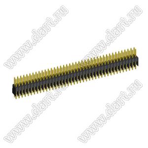 2215S-80G-1800 (2x40) вилка открытая прямая с увеличенным изолятором двухрядная на плату для монтажа в отверстия, шаг 2,54 x 2,54 мм, 2х40 конт.